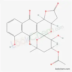 Molecular Structure of 59554-11-9 ((5R,3aR,11bR)-4'α-Acetyloxy-3',3a,4',5',6',11b-hexahydro-3'α,7-dihydroxy-6'β-methylspiro[5H-furo[3,2-b]naphtho[2,3-d]pyran-5,2'-[2H]pyran]-2,6,11(3H)-trione)