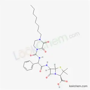 Molecular Structure of 59703-98-9 ((2S,5R,6R)-3,3-Dimethyl-6-[[(R)-[[(4-octyl-2,3-dioxopiperazin-1-yl)carbonyl]amino]phenylacetyl]amino]-7-oxo-4-thia-1-azabicyclo[3.2.0]heptane-2-carboxylic acid)