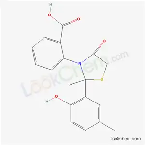 Molecular Structure of 60121-35-9 (2-[2-(2-hydroxy-5-methylphenyl)-2-methyl-4-oxo-1,3-thiazolidin-3-yl]benzoic acid)