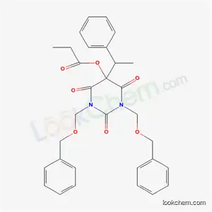 Molecular Structure of 56353-71-0 (1,3-bis[(benzyloxy)methyl]-2,4,6-trioxo-5-(1-phenylethyl)hexahydropyrimidin-5-yl propanoate)