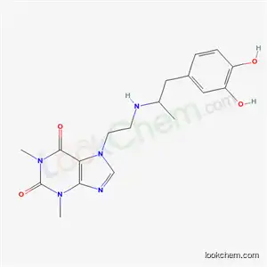 Molecular Structure of 62401-69-8 (7-[2-[[2-(3,4-Dihydroxyphenyl)-1-methylethyl]amino]ethyl]theophyline)