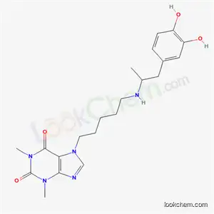 Molecular Structure of 62401-71-2 (7-[5-[[2-(3,4-Dihydroxyphenyl)-1-methylethyl]amino]pentyl]theophyline)