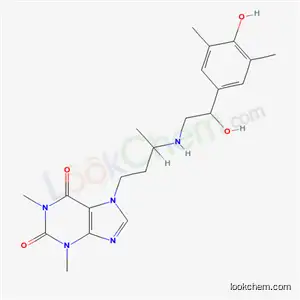 Molecular Structure of 62401-93-8 (7-[3-[[2-Hydroxy-2-(4-hydroxy-3,5-xylyl)ethyl]amino]butyl]theophyline)