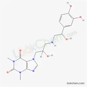 Molecular Structure of 62401-98-3 (7-[3-[[2-(3,4-Dihydroxyphenyl)-2-hydroxyethyl]amino]-2-hydroxypropyl]theophyline)