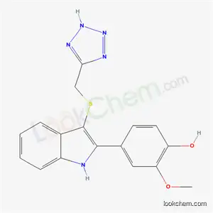 Molecular Structure of 66355-05-3 (2-methoxy-4-{3-[(2H-tetrazol-5-ylmethyl)sulfanyl]-1H-indol-2-yl}phenol)