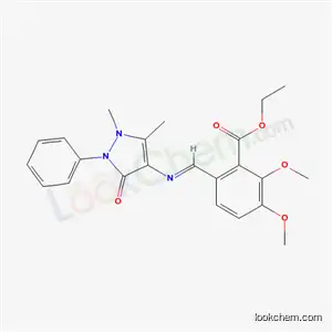 Molecular Structure of 66913-54-0 (ethyl 6-{(E)-[(1,5-dimethyl-3-oxo-2-phenyl-2,3-dihydro-1H-pyrazol-4-yl)imino]methyl}-2,3-dimethoxybenzoate)