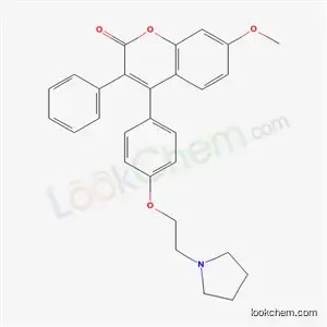 Molecular Structure of 78994-30-6 (7-methoxy-3-phenyl-4-[4-(2-pyrrolidin-1-ylethoxy)phenyl]-2H-chromen-2-one)