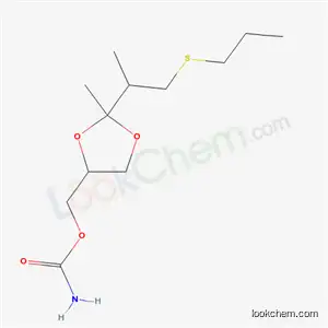 Molecular Structure of 138474-85-8 ({2-methyl-2-[1-methyl-2-(propylsulfanyl)ethyl]-1,3-dioxolan-4-yl}methyl carbamate)