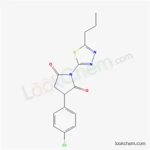 Molecular Structure of 139477-37-5 (3-(4-chlorophenyl)-1-(5-propyl-1,3,4-thiadiazol-2-yl)pyrrolidine-2,5-dione)