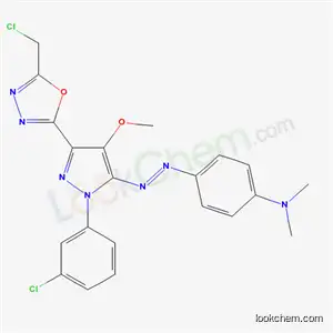 Molecular Structure of 172701-67-6 (4-[5-[5-(chloromethyl)-1,3,4-oxadiazol-2-yl]-2-(3-chlorophenyl)-4-meth oxy-pyrazol-3-yl]diazenyl-N,N-dimethyl-aniline)