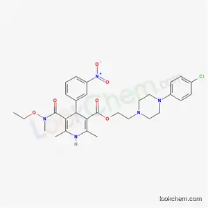 3-Pyridinecarboxylic acid, 1,4-dihydro-2,6-dimethyl-5-((ethoxymethylamino)carbonyl)-4-(3-nitrophenyl)-, 2-(4-(4-chlorophenyl)-1-piperazinyl)ethyl ester