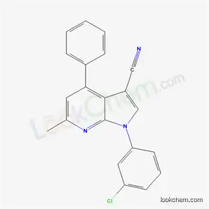 Molecular Structure of 59661-54-0 (1-(3-chlorophenyl)-6-methyl-4-phenyl-1H-pyrrolo[2,3-b]pyridine-3-carbonitrile)