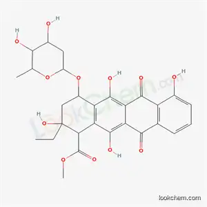 Molecular Structure of 63252-09-5 (methyl 4-[(2,6-dideoxyhexopyranosyl)oxy]-2-ethyl-2,5,7,12-tetrahydroxy-6,11-dioxo-1,2,3,4,6,11-hexahydrotetracene-1-carboxylate)