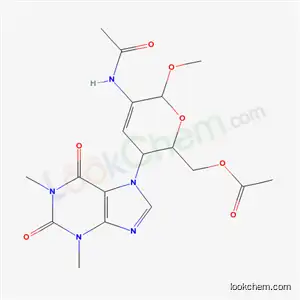 Molecular Structure of 63064-64-2 (methyl 6-O-acetyl-2-(acetylamino)-2,3,4-trideoxy-4-(1,3-dimethyl-2,6-dioxo-1,2,3,6-tetrahydro-7H-purin-7-yl)hex-2-enopyranoside)