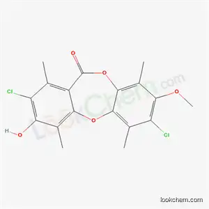 Molecular Structure of 33211-22-2 (2,7-Dichloro-3-hydroxy-8-methoxy-1,4,6,9-tetramethyl-11H-dibenzo[b,e][1,4]dioxepin-11-one)