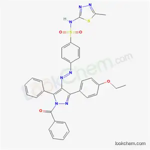 Molecular Structure of 60929-08-0 (4-{(E)-[1-benzoyl-3-(4-ethoxyphenyl)-5-phenyl-1H-pyrazol-4-yl]diazenyl}-N-(5-methyl-1,3,4-thiadiazol-2-yl)benzenesulfonamide)