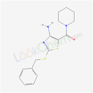 (4-amino-2-benzylsulfanyl-1,3-thiazol-5-yl)-(1-piperidyl)methanone cas  63238-13-1