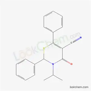 Molecular Structure of 61628-72-6 (4-oxo-2,6-diphenyl-3-(propan-2-yl)-3,4-dihydro-2H-1,3-thiazine-5-carbonitrile)