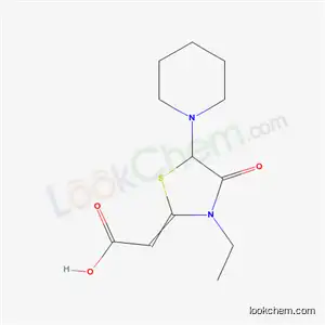 Molecular Structure of 57631-20-6 ((2Z)-(3-ethyl-4-oxo-5-piperidin-1-yl-1,3-thiazolidin-2-ylidene)ethanoic acid)