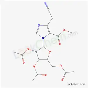 Molecular Structure of 58459-34-0 (methyl 4-(cyanomethyl)-1-(2,3,5-tri-O-acetylpentofuranosyl)-1H-imidazole-5-carboxylate)