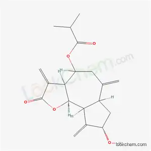 Molecular Structure of 68370-46-7 (2-Methylpropionic acid [(3aR,6aβ,9aβ,9bα)-dodecahydro-8α-hydroxy-3,6,9-tris(methylene)-2-oxoazuleno[4,5-b]furan-4β-yl] ester)