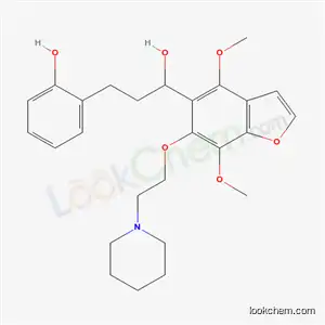 Molecular Structure of 40681-04-7 (4,7-Dimethoxy-α-[2-(2-hydroxyphenyl)ethyl]-6-[2-(1-piperidinyl)ethoxy]-5-benzofuranmethanol)