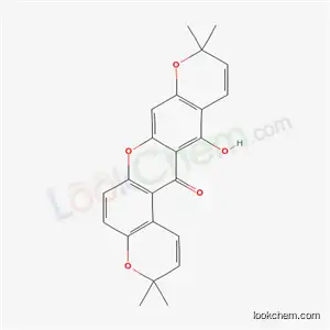 Molecular Structure of 55785-61-0 (13-Hydroxy-3,3,10,10-tetramethyl-10H-dipyrano[3,2-a:2',3'-i]xanthen-14(3H)-one)
