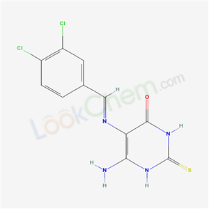 6-amino-5-[(3,4-dichlorophenyl)methylideneamino]-2-sulfanylidene-1H-pyrimidin-4-one cas  64253-64-1