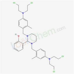 Phenol, o-[1, 3-bis[4-[bis(2-chloroethyl)amino]-2-methylbenzyl]hexahydro-2-pyrim idinyl]- cas  19320-23-1
