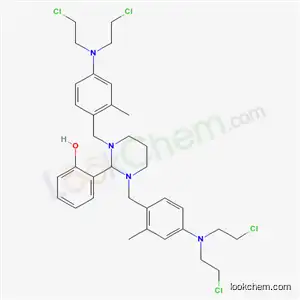 Molecular Structure of 19320-23-1 (2-(1,3-bis{4-[bis(2-chloroethyl)amino]-2-methylbenzyl}hexahydropyrimidin-2-yl)phenol)