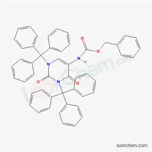 Molecular Structure of 18592-34-2 (benzyl (2,4-dioxo-1,3-ditrityl-1,2,3,4-tetrahydropyrimidin-5-yl)carbamate)