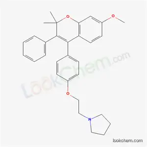 Molecular Structure of 53996-41-1 (1-[2-[4-(2,2-Dimethyl-7-methoxy-3-phenyl-2H-1-benzopyran-4-yl)phenoxy]ethyl]pyrrolidine)