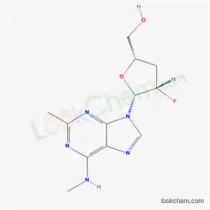 Molecular Structure of 132722-92-0 (9-(2-Fluoro-2,3-dideoxy-β-D-threo-pentofuranosyl)-N,2-dimethyl-9H-purine-6-amine)