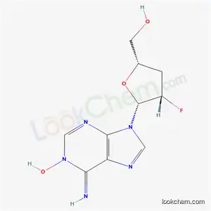 Molecular Structure of 132723-00-3 ((6Z)-9-(2,3-dideoxy-2-fluoro-beta-D-threo-pentofuranosyl)-6-imino-6,9-dihydro-1H-purin-1-ol)