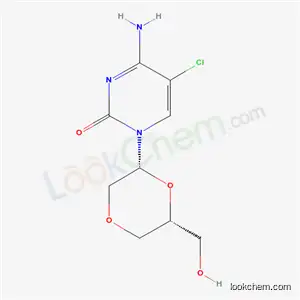Molecular Structure of 132062-65-8 (4-amino-5-chloro-1-[(2R,6R)-6-(hydroxymethyl)-1,4-dioxan-2-yl]pyrimidin-2(1H)-one)