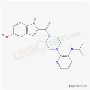 Molecular Structure of 136816-97-2 ((5-hydroxy-1H-indol-2-yl){4-[3-(propan-2-ylamino)pyridin-2-yl]piperazin-1-yl}methanone)