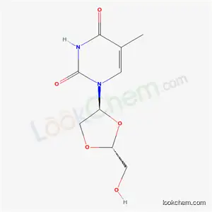 Molecular Structure of 136982-90-6 (1-[(2R,4S)-2-(hydroxymethyl)-1,3-dioxolan-4-yl]-5-methylpyrimidine-2,4(1H,3H)-dione)