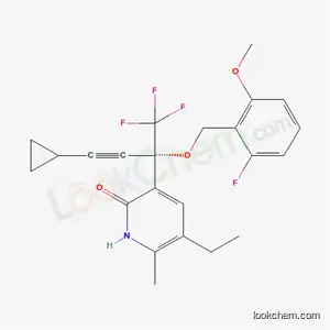 Molecular Structure of 335665-84-4 (3-{(2S)-4-cyclopropyl-1,1,1-trifluoro-2-[(2-fluoro-6-methoxybenzyl)oxy]but-3-yn-2-yl}-5-ethyl-6-methylpyridin-2(1H)-one)