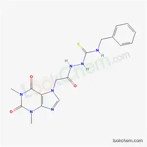 Molecular Structure of 70862-99-6 (N-benzyl-2-[(1,3-dimethyl-2,6-dioxo-1,2,3,6-tetrahydro-7H-purin-7-yl)acetyl]hydrazinecarbothioamide)