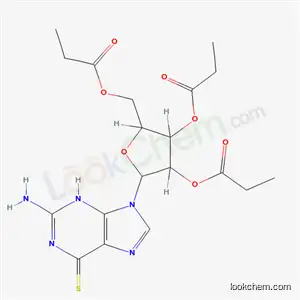 Molecular Structure of 42558-88-3 (2-amino-9-(2,3,5-tri-O-propanoylpentofuranosyl)-3,9-dihydro-6H-purine-6-thione)