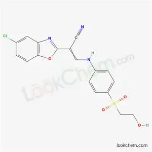 Molecular Structure of 6499-64-5 (2-(5-chloro-1,3-benzoxazol-2-yl)-3-({4-[(2-hydroxyethyl)sulfonyl]phenyl}amino)prop-2-enenitrile)