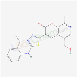 8-[5-[(2-ethylphenyl)amino]-1,3,4-thiadiazol-2-yl]-5-(hydroxymethyl)-2-methyl-10-oxa-3-azabicyclo[4.4.0]deca-2,4,7,11-tetraen-9-one