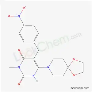 Molecular Structure of 6483-90-5 (6-(1,4-dioxa-8-azaspiro[4.5]dec-8-yl)-3-methyl-5-(4-nitrobenzyl)pyrimidine-2,4(1H,3H)-dione)