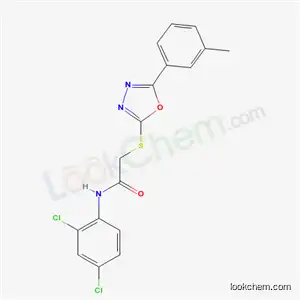 Molecular Structure of 5349-83-7 (N-(2,4-dichlorophenyl)-2-[[5-(3-methylphenyl)-1,3,4-oxadiazol-2-yl]sul fanyl]acetamide)