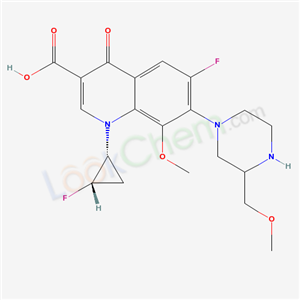 3-QUINOLINECARBOXYLIC ACID, 6-FLUORO-1-[(1R,2S)-2-FLUOROCYCLOPROPYL]-1,4-DIHYDRO-8-METHOXY-7-[3-(METHOXYMETHYL)-1-PIPERAZINYL]-4-OXO-