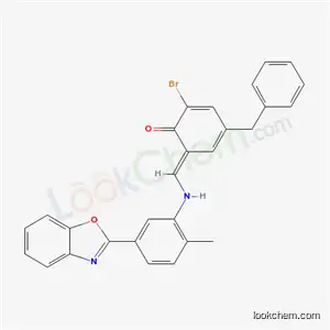 Molecular Structure of 5556-47-8 ((6E)-6-({[5-(1,3-benzoxazol-2-yl)-2-methylphenyl]amino}methylidene)-4-benzyl-2-bromocyclohexa-2,4-dien-1-one)