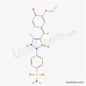 Molecular Structure of 6037-09-8 (4-{4-[(E)-(3-ethoxy-4-oxocyclohexa-2,5-dien-1-ylidene)methyl]-3-methyl-5-oxo-2,5-dihydro-1H-pyrazol-1-yl}benzenesulfonamide)