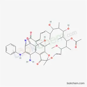 Molecular Structure of 66781-07-5 (9-amino-5,17,19-trihydroxy-23-methoxy-2,4,12,16,18,20,22-heptamethyl-1,6,11-trioxo-8-(phenylamino)-1,2-dihydro-6H-2,7-(epoxypentadeca[1,11,13]trienoazeno)naphtho[2,1-b]furan-21-yl acetate)