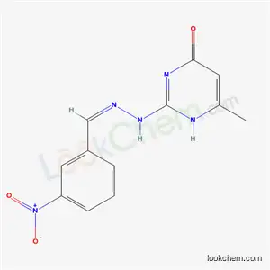Molecular Structure of 35558-88-4 (6-methyl-2-[(2E)-2-(3-nitrobenzylidene)hydrazinyl]pyrimidin-4(1H)-one)