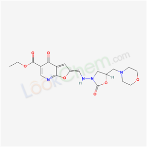 Ethyl 4-hydroxy-2-(((5-(4-morpholinylmethyl)-2-oxo-1,3-oxazolidin-3-yl)imino)methyl)furo[2,3-b]pyridine-5-carboxylate cas  6599-84-4